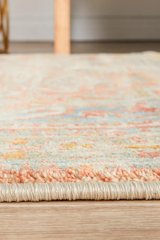 Helena Traditional Floral Faded Blue Modern Rug Runner