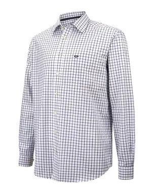 Hoggs of Fife Turnberry Long Sleeve Twill Cotton Shirt White/Navy