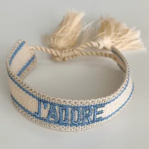 J'ADORE Adjustable Bracelet | Cream/Denim Blue