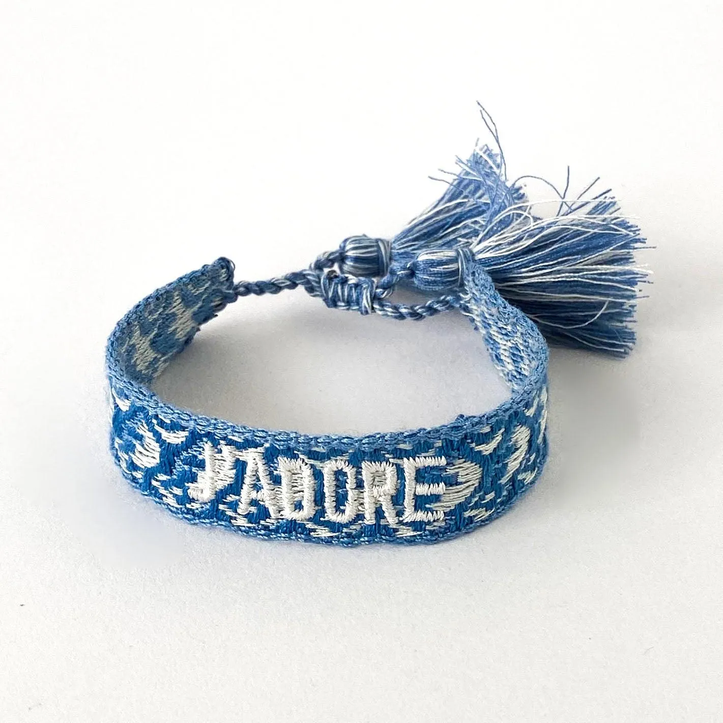 J'ADORE Adjustable Bracelet | Denim Blue Patterned