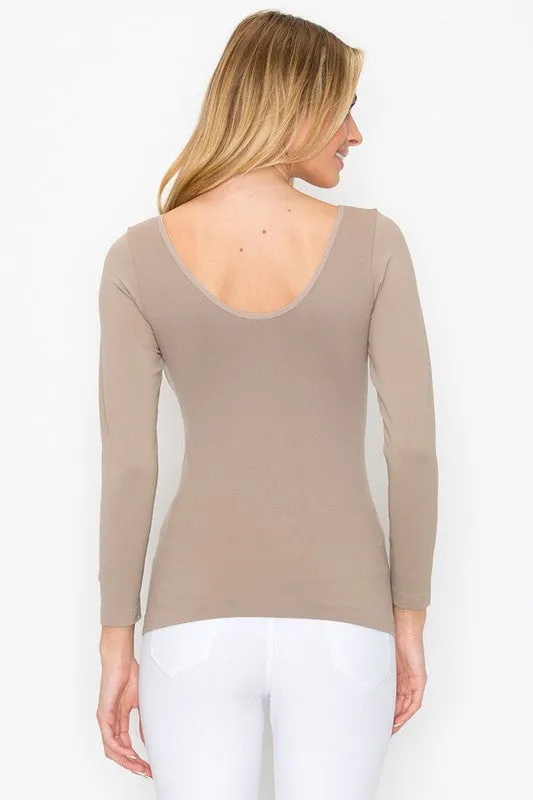 Katie Seamless Basic Reversible Long Sleeve Top  [REG & PLUS]