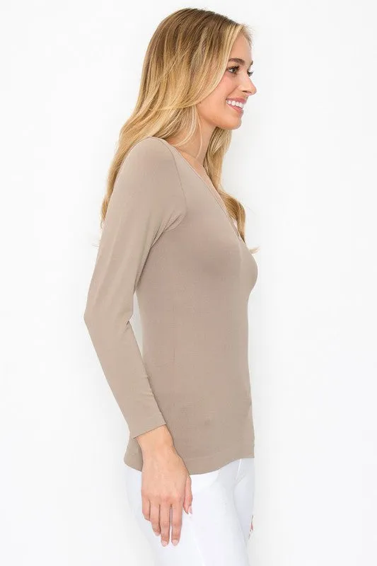 Katie Seamless Basic Reversible Long Sleeve Top  [REG & PLUS]