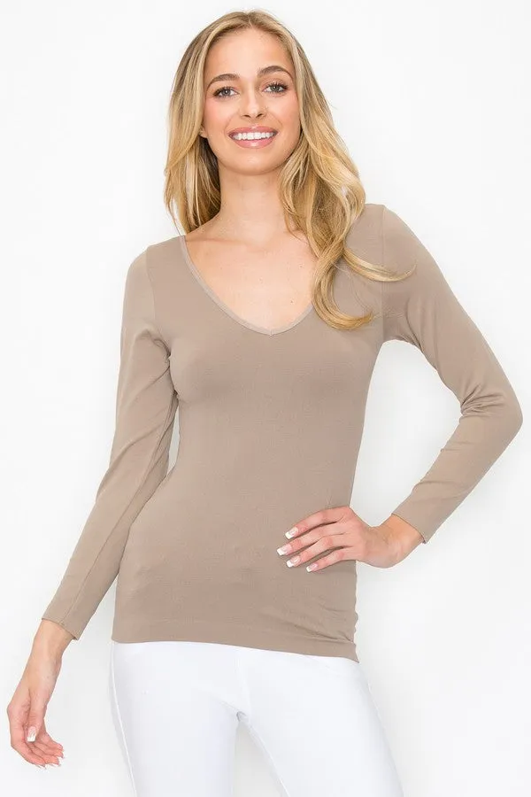 Katie Seamless Basic Reversible Long Sleeve Top  [REG & PLUS]