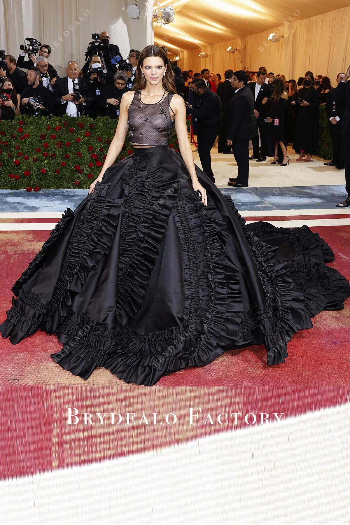 Kendall Jenner Black Long Train 2022 Met Gala Dress