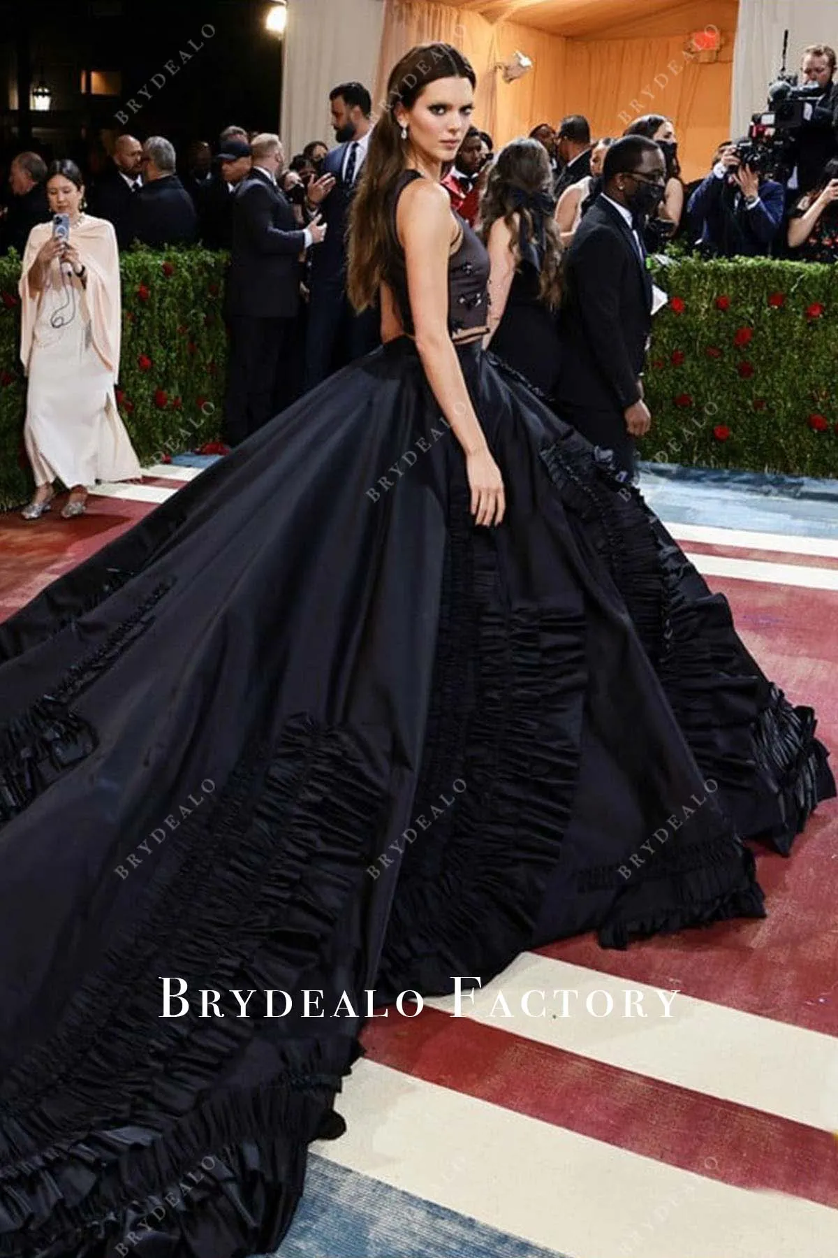 Kendall Jenner Black Long Train 2022 Met Gala Dress