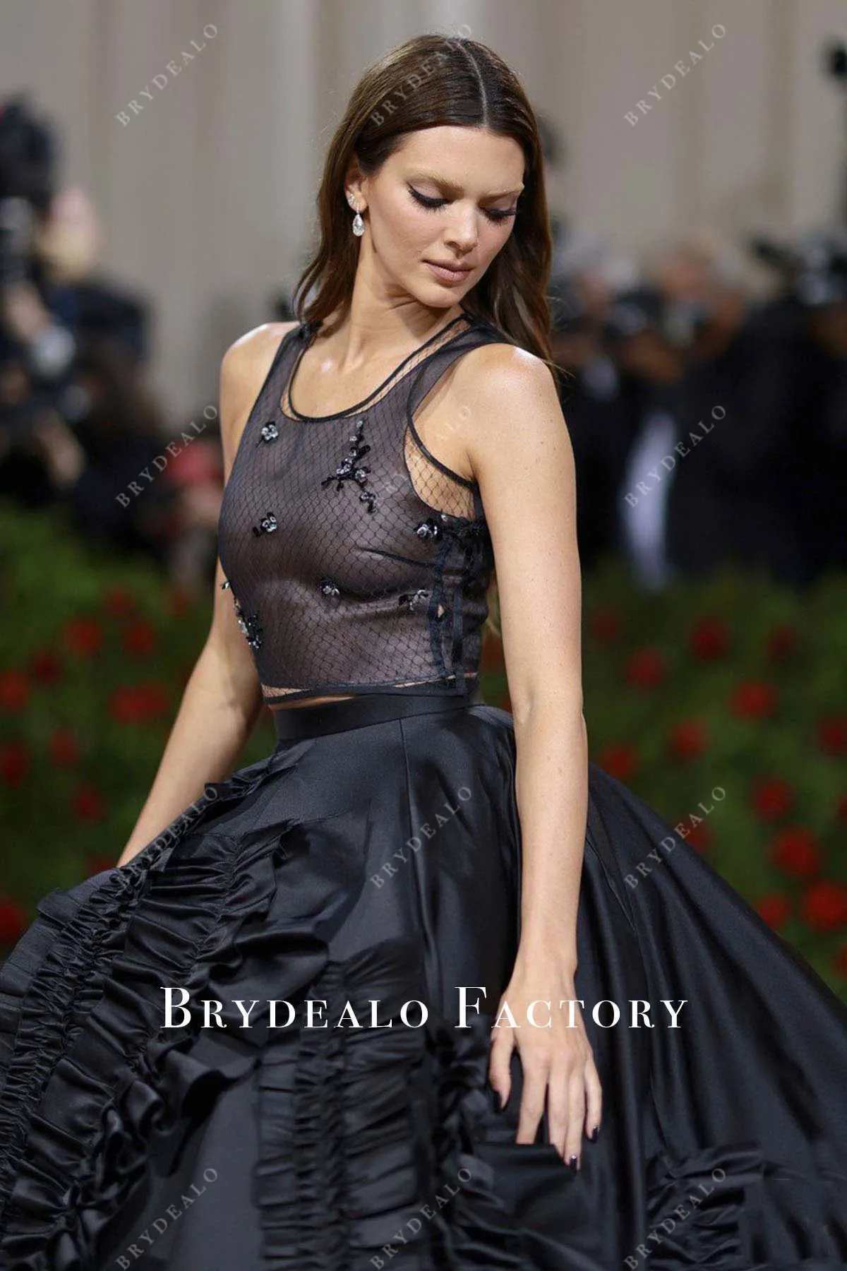 Kendall Jenner Black Long Train 2022 Met Gala Dress