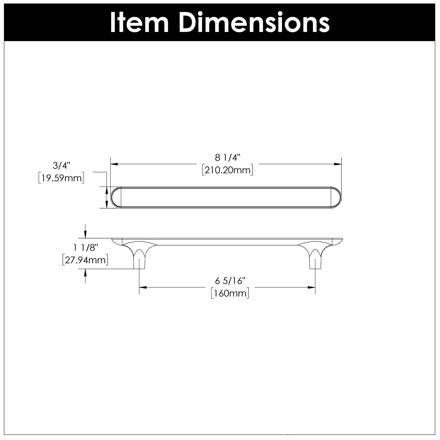 kitchen cabinet handles 6-5/16 Inch (160mm) Center to Center - Hickory Hardware