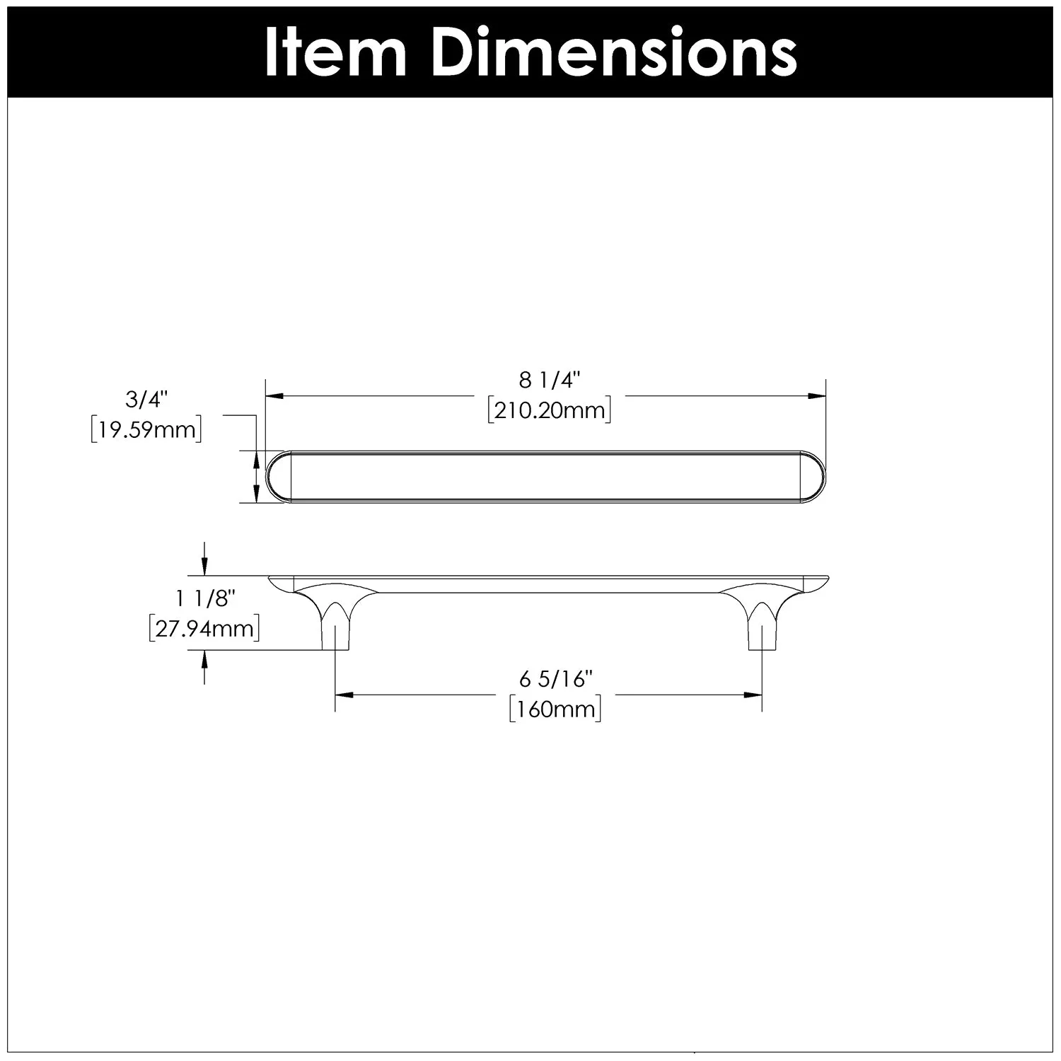 kitchen cabinet handles 6-5/16 Inch (160mm) Center to Center - Hickory Hardware