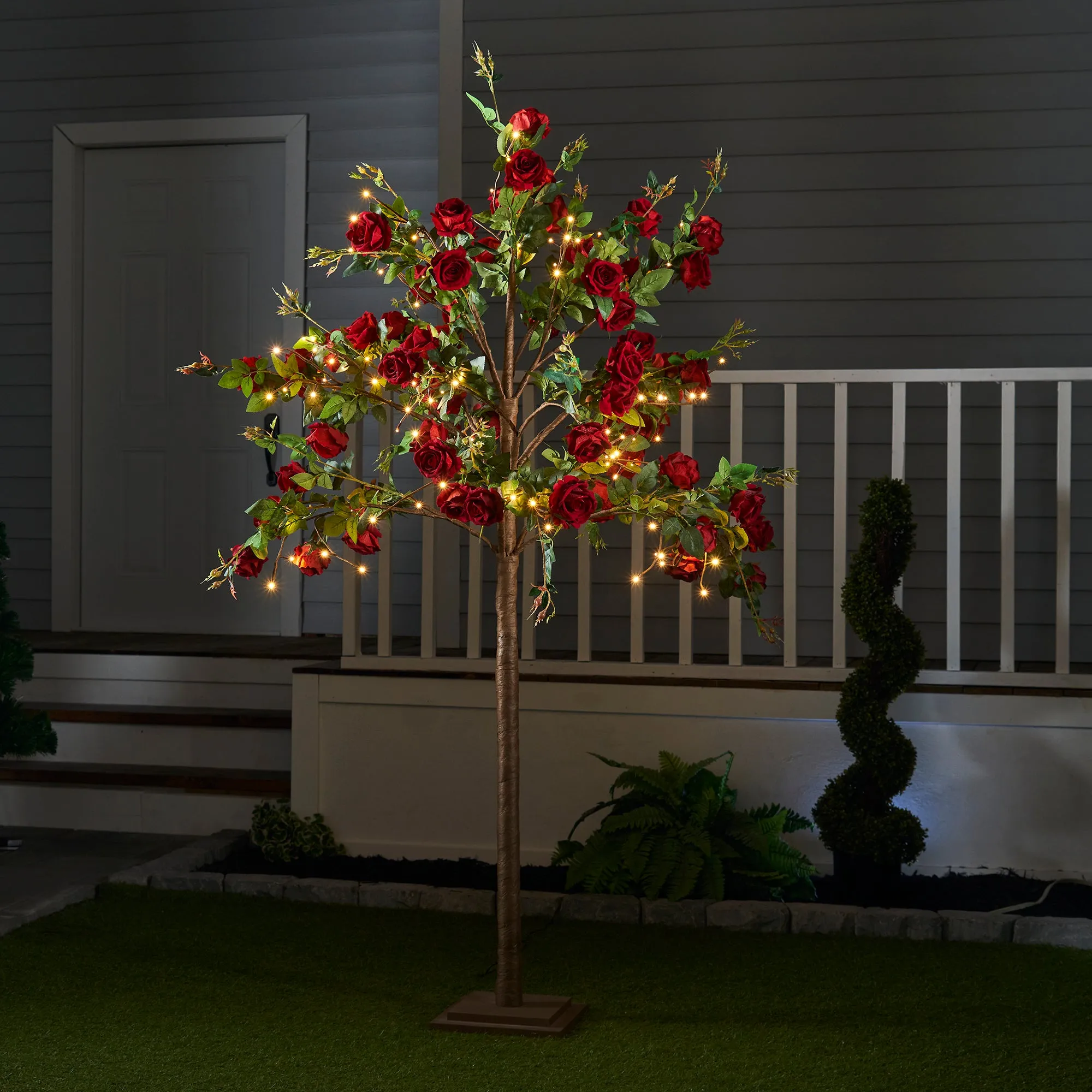 Large Red Rose Tree With  138 Warm White Led