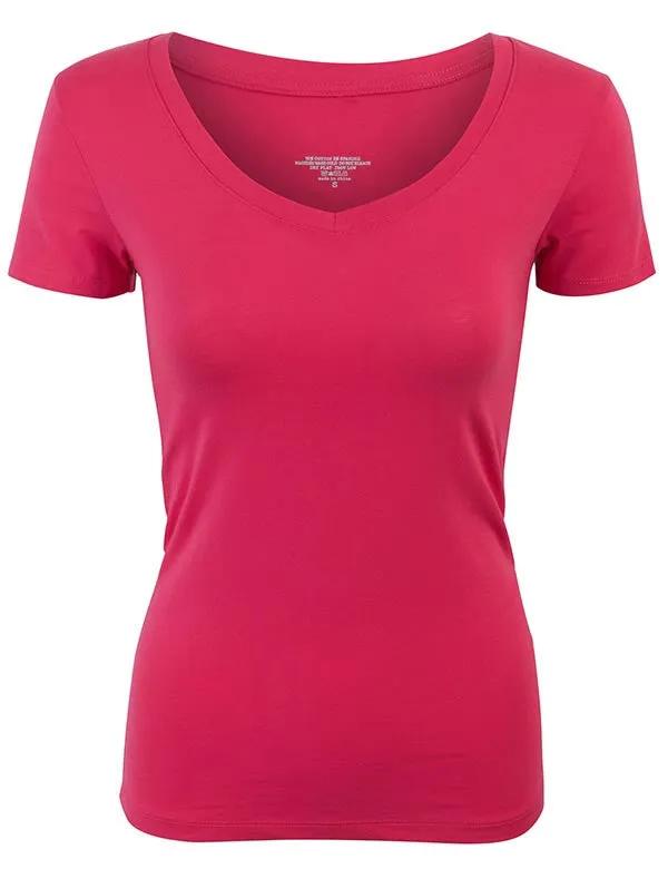 Lightweight Short Sleeve V Neck T Shirt with Comfortable Stretch