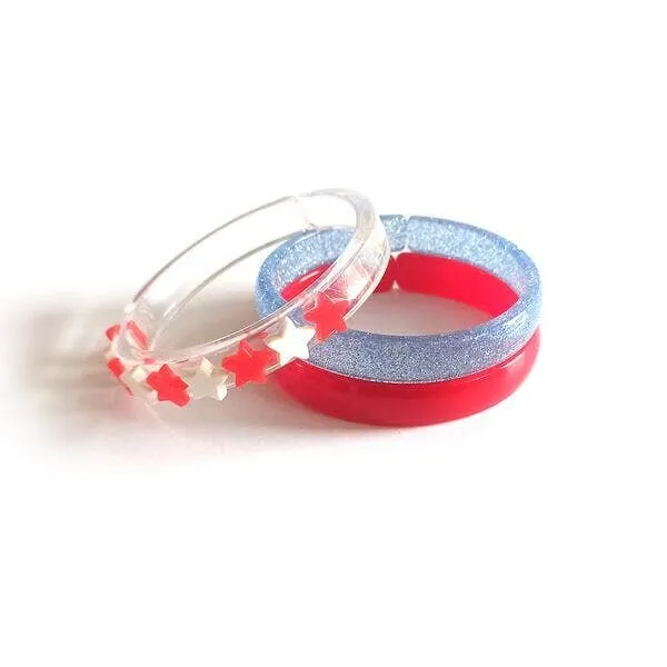 Lilies & Roses 3pc Bangle Set - Stars 4th of July