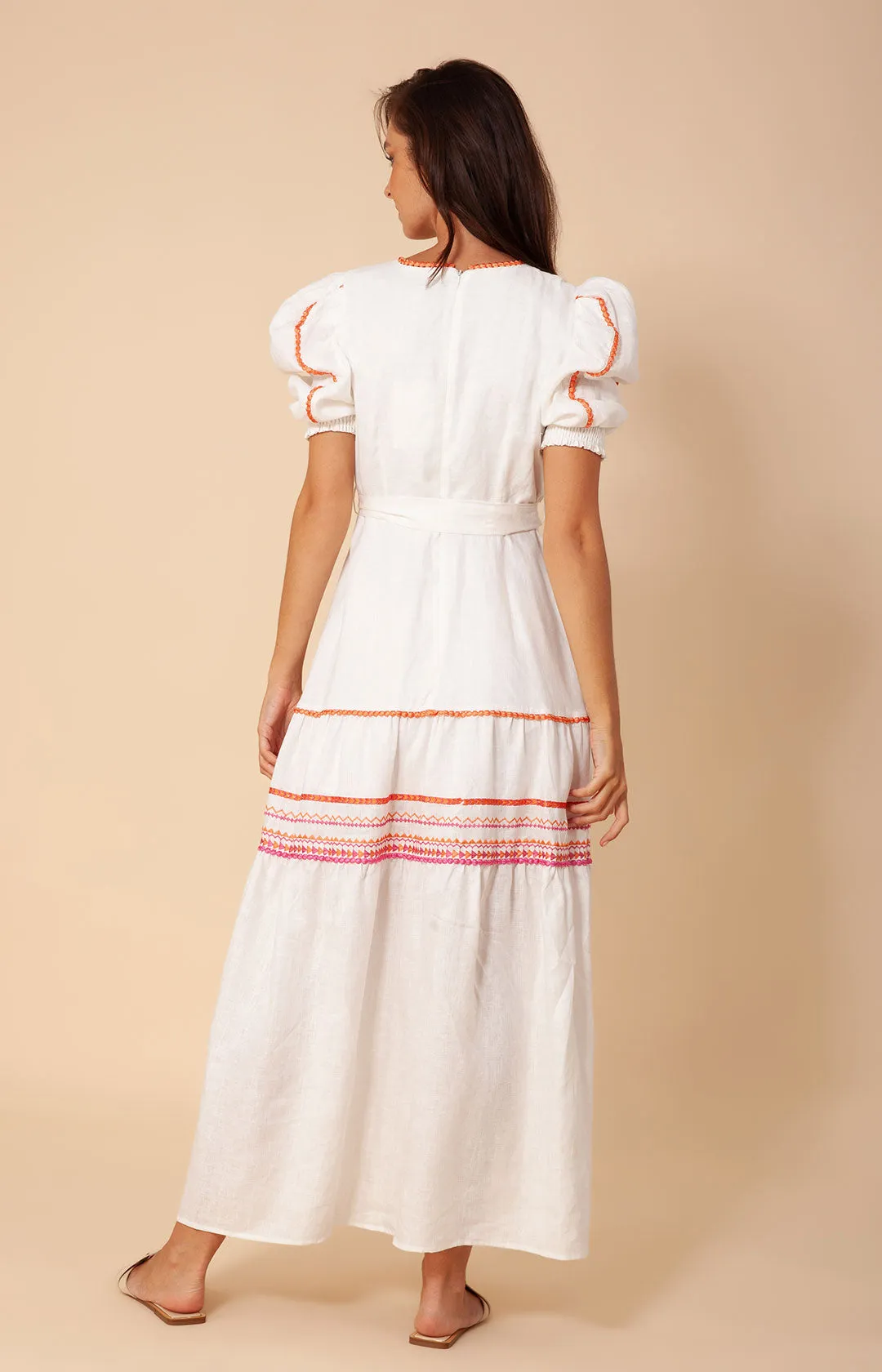 Lorna Embroidered Linen Maxi Dress