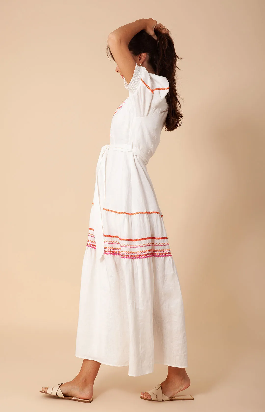 Lorna Embroidered Linen Maxi Dress