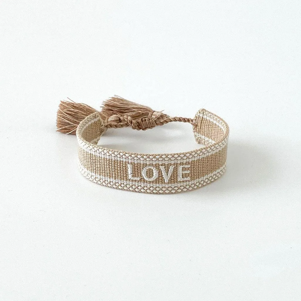 LOVE Adjustable Bracelet | Taupe/White