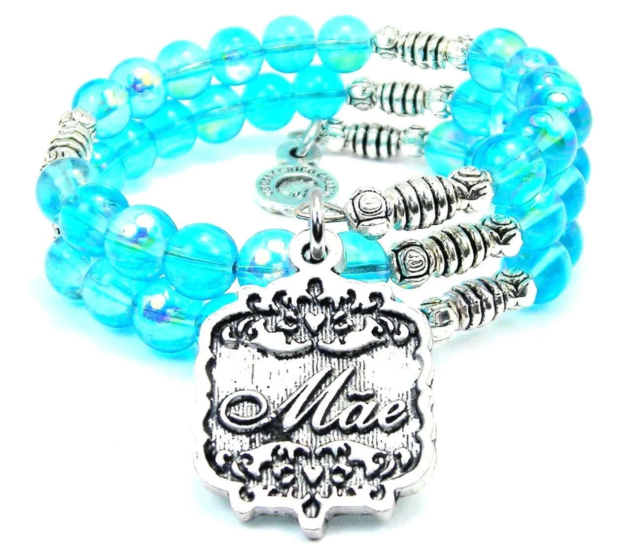 Mae Victorian Scroll Sea Siren Ocean Glass Wrap Bracelet