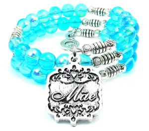 Mae Victorian Scroll Sea Siren Ocean Glass Wrap Bracelet