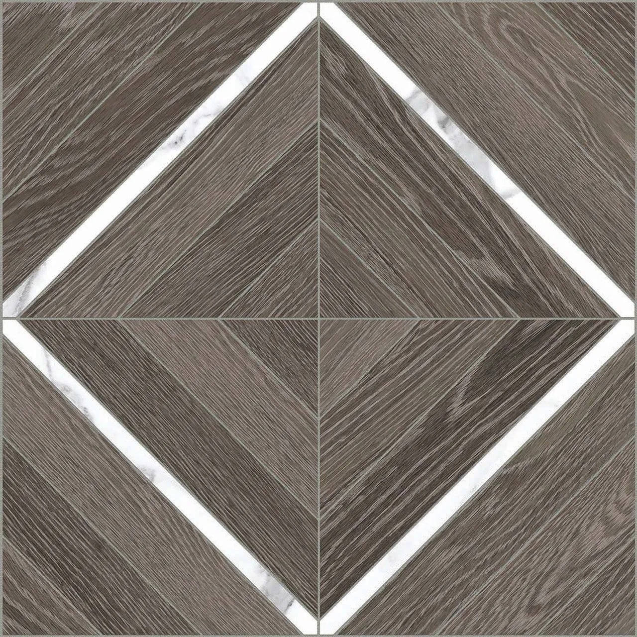 Marquetry Aspen Sequoia With Statuario Matte Glazed Porcelain Mosaic