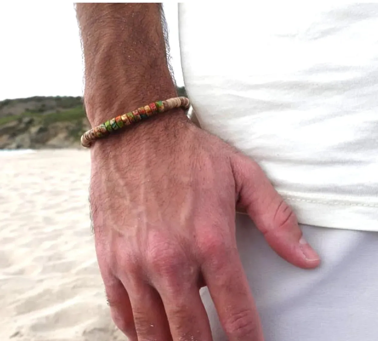 Mens Beaded Bracelet Surfer Style Bracelet.Mens Bracelet Stack Stacking Bracelets Stretch Boho Bracelets