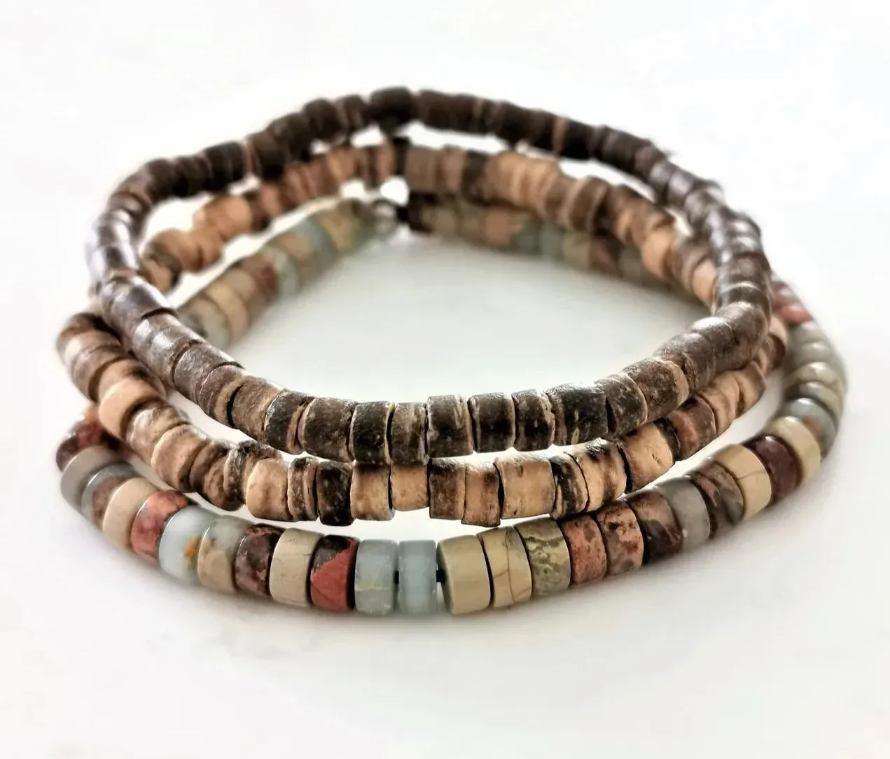 Mens Beaded Bracelet Surfer Style Bracelet.Mens Bracelet Stack Stacking Bracelets Stretch Boho Bracelets