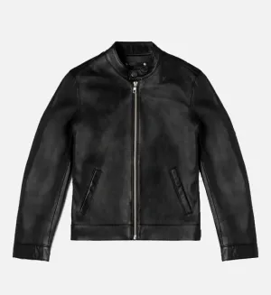 Men's Black Cafe Racer Leather Jacket