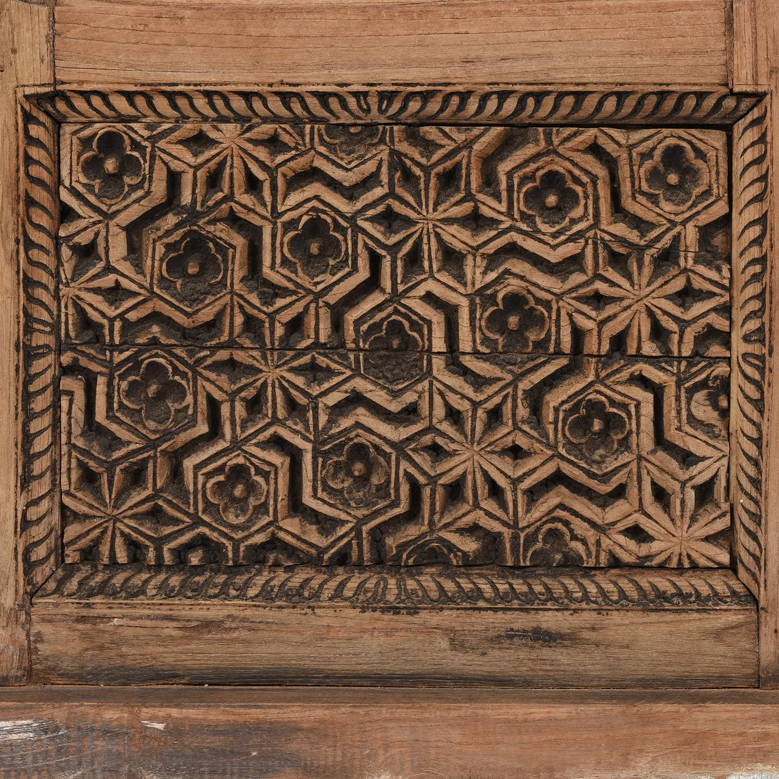 Mirror Made From An Old Teak Window - Madhya Pradesh - 19thC