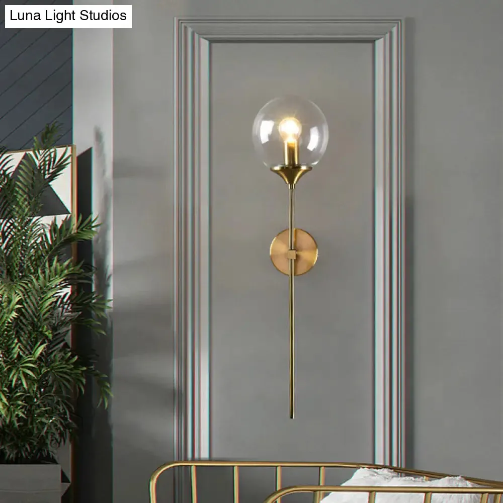 Modern Glass Wall Mount Lamp: Sleek Brass Sconce Light with Pencil Arm