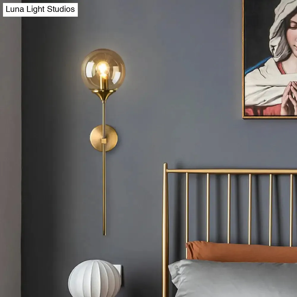 Modern Glass Wall Mount Lamp: Sleek Brass Sconce Light with Pencil Arm