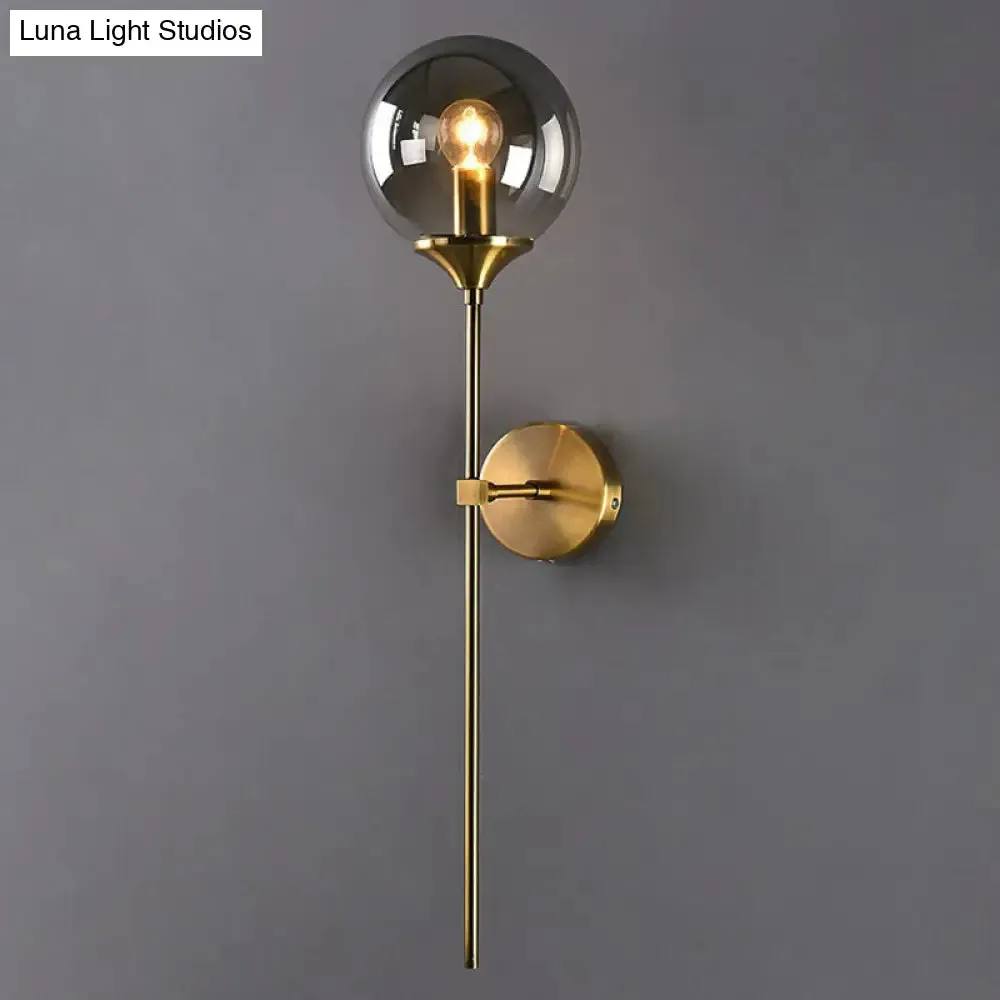 Modern Glass Wall Mount Lamp: Sleek Brass Sconce Light with Pencil Arm