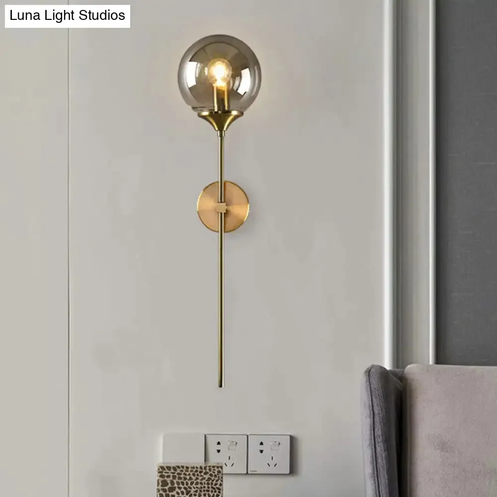 Modern Glass Wall Mount Lamp: Sleek Brass Sconce Light with Pencil Arm