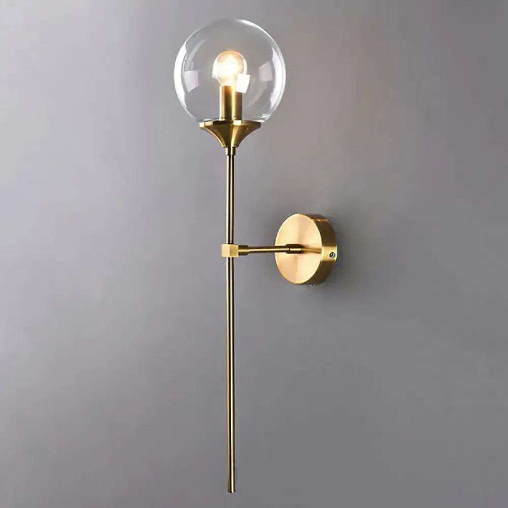 Modern Glass Wall Mount Lamp: Sleek Brass Sconce Light with Pencil Arm