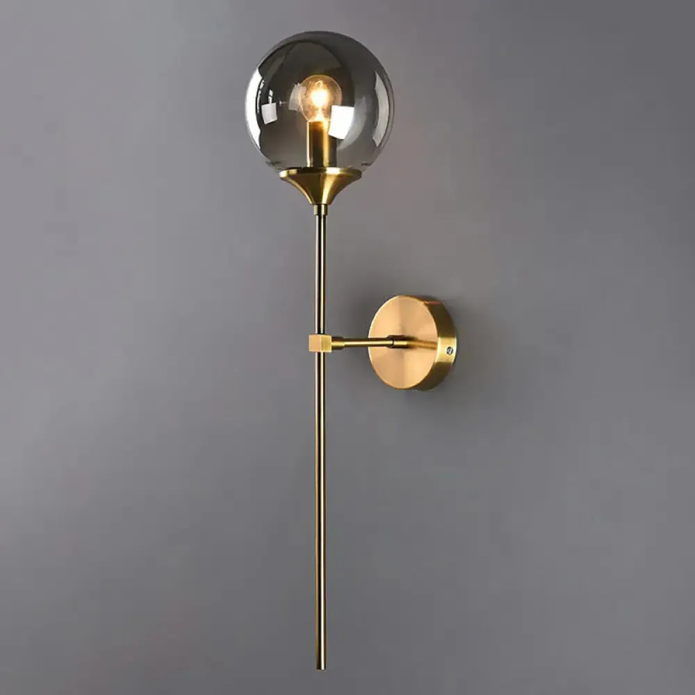 Modern Glass Wall Mount Lamp: Sleek Brass Sconce Light with Pencil Arm