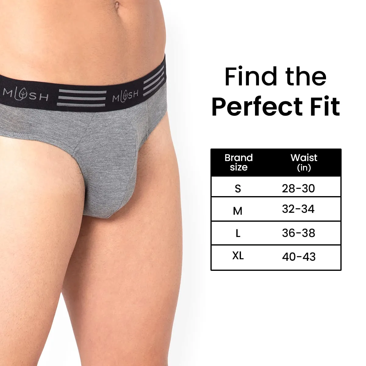 Mush Ultra Soft, Breathable, Feather Light Men's Bamboo Brief || Naturally Anti-Odor and Anti-Microbial Bamboo Innerwear Pack of 2 (XL, Blue and Grey)