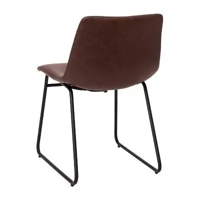 Open Box - Set of 2 Faux Leather Bucket Seat Dining Chairs with Frame Dark Brown/Black - Merrick Lane