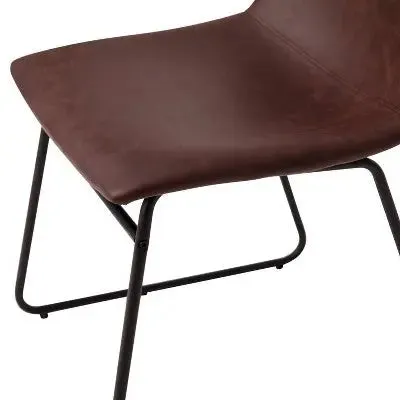 Open Box - Set of 2 Faux Leather Bucket Seat Dining Chairs with Frame Dark Brown/Black - Merrick Lane