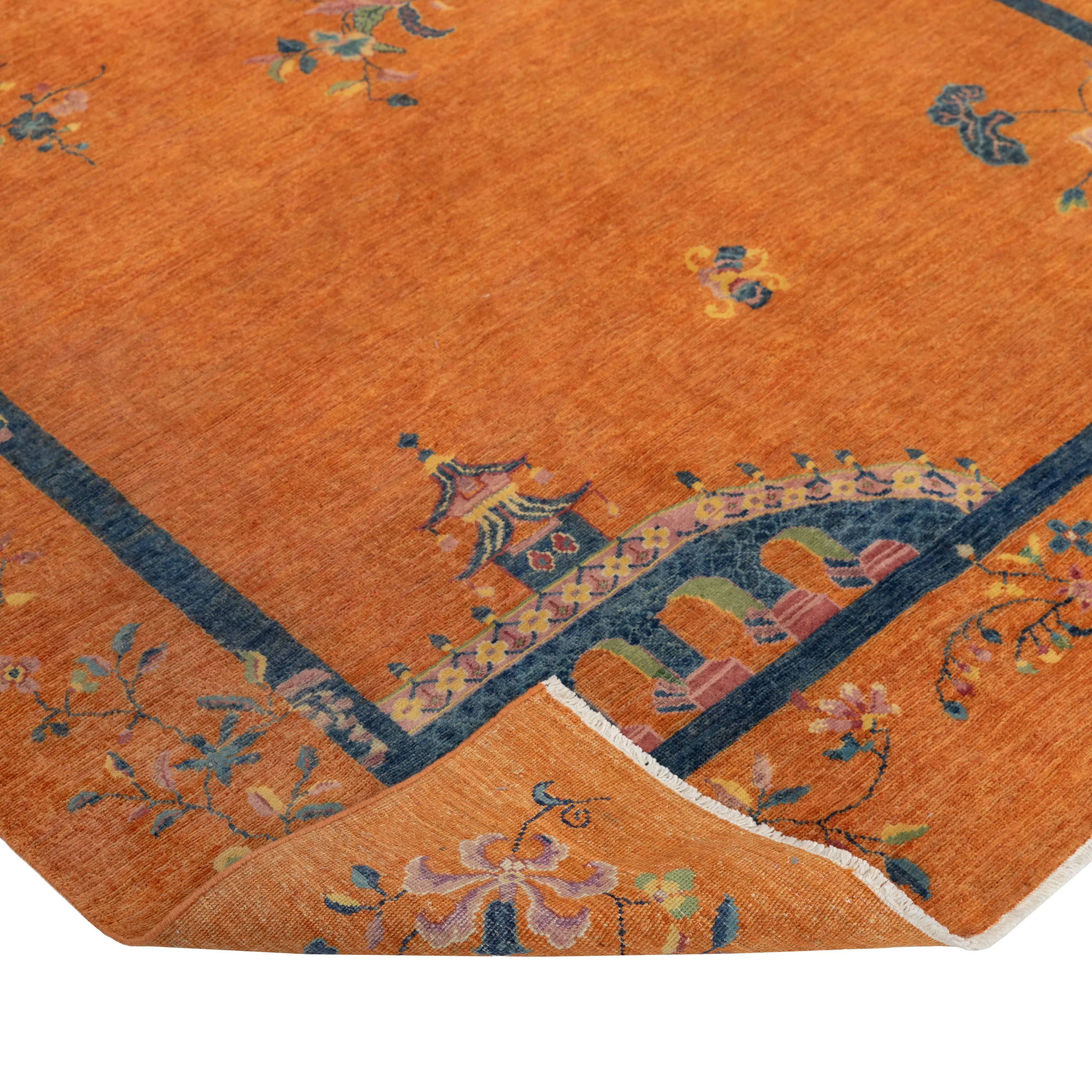 Orange Traditional Art Deco Rug - 5'6" x 8'