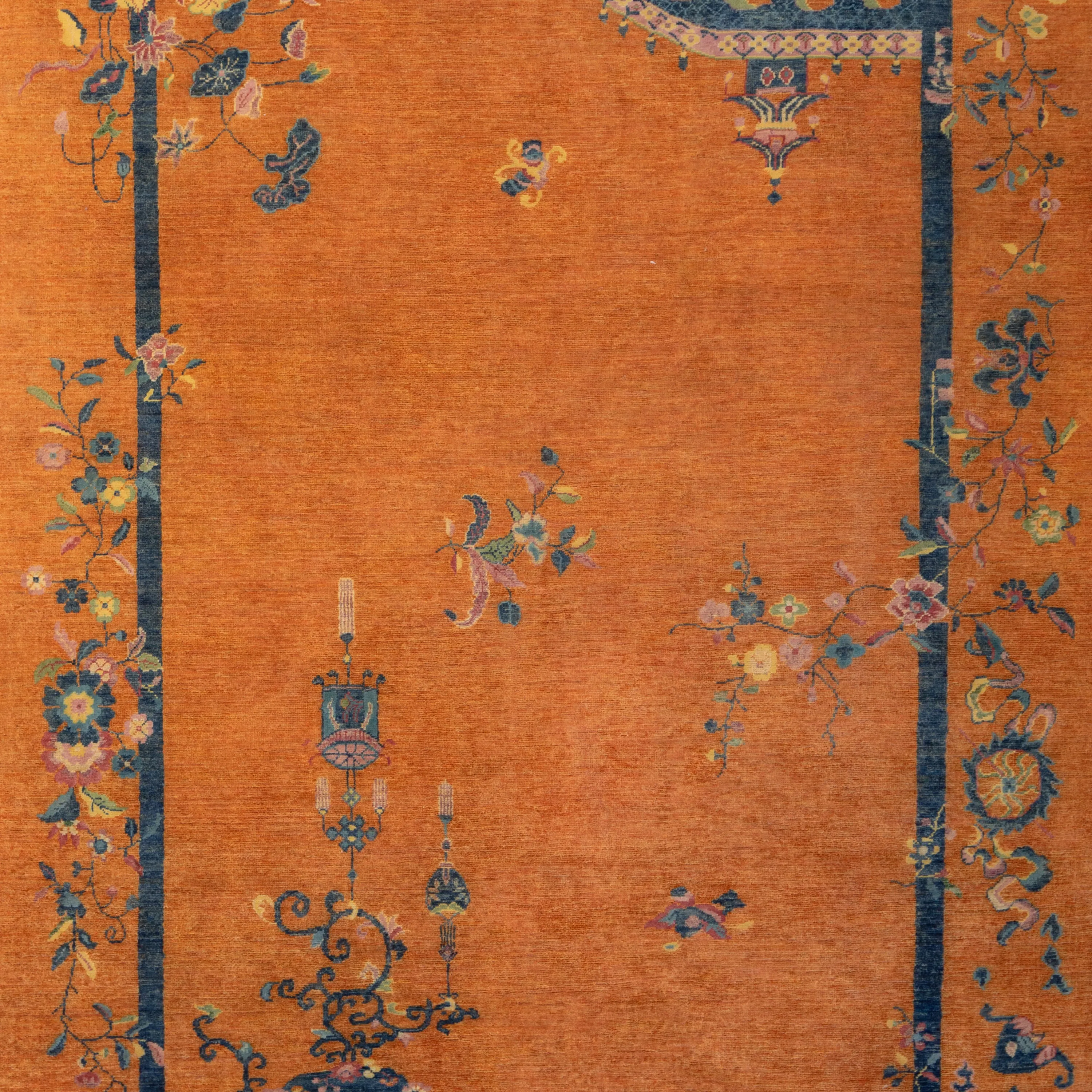 Orange Traditional Art Deco Rug - 5'6" x 8'