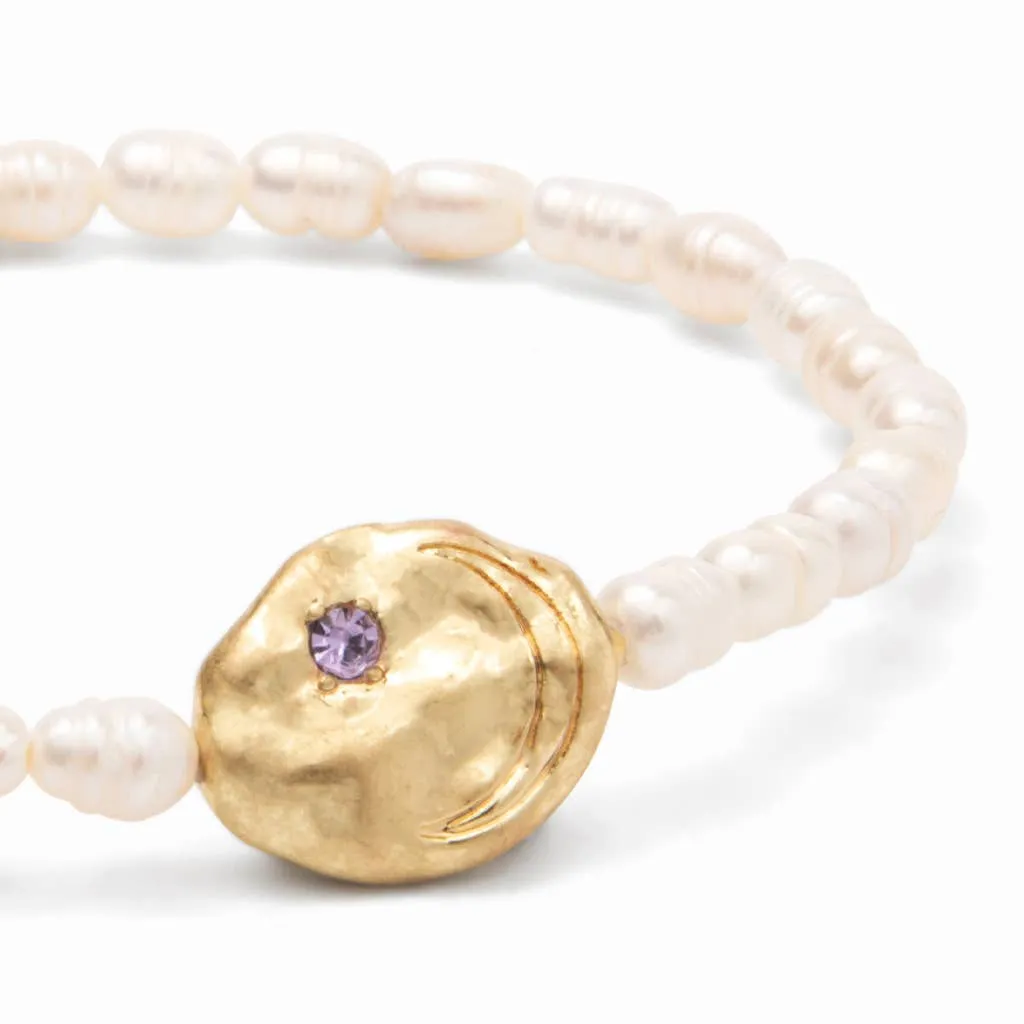 Pearl Affirmation Bracelet - Protection / Gold