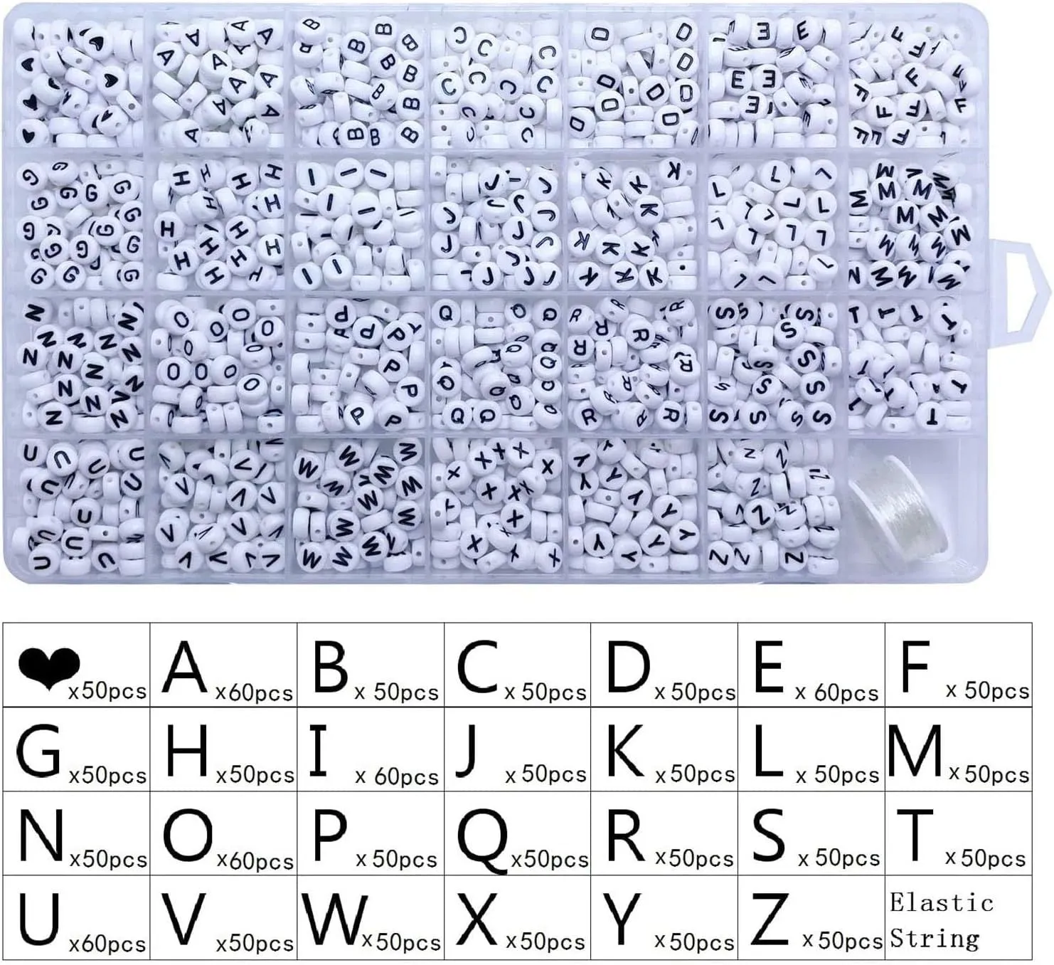 Poppy Crafts Alphabet Bead Kit #1 - Black & White