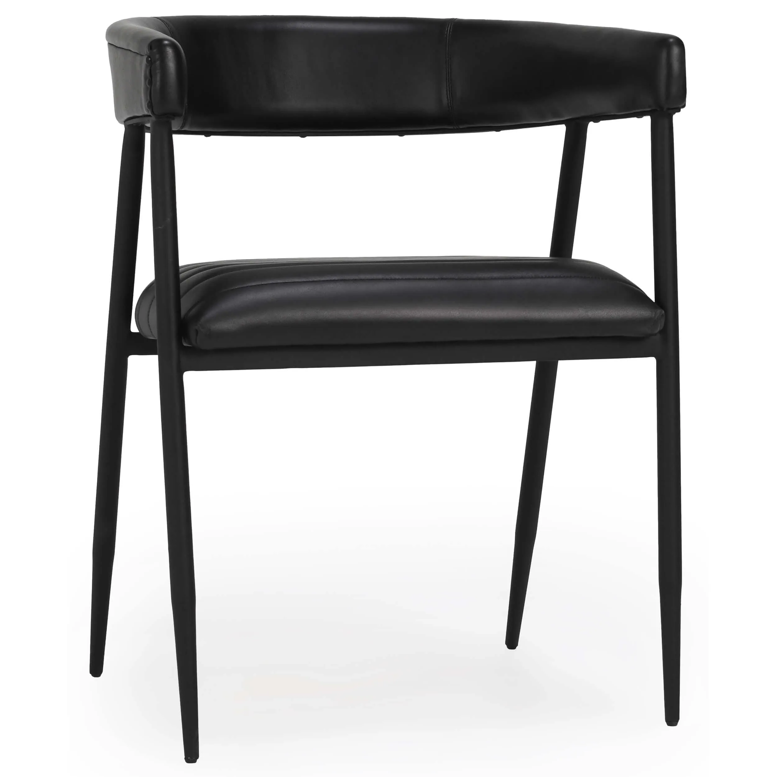 Preston Leather Dining Chair, Jet Black, Set of 2