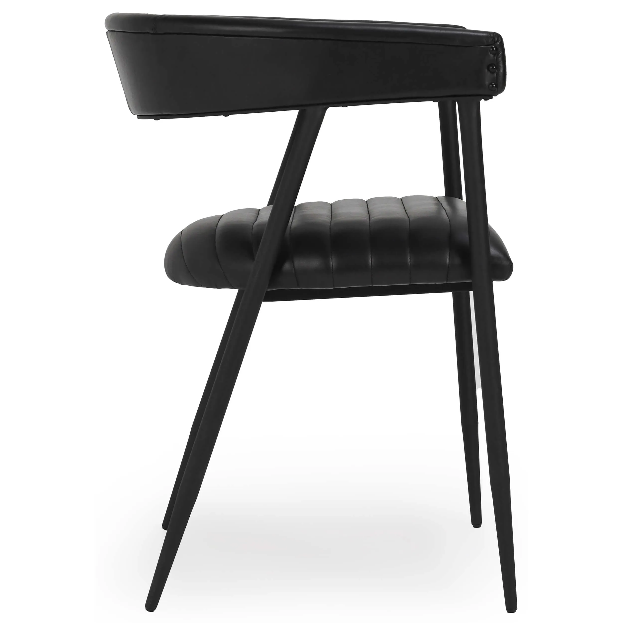 Preston Leather Dining Chair, Jet Black, Set of 2