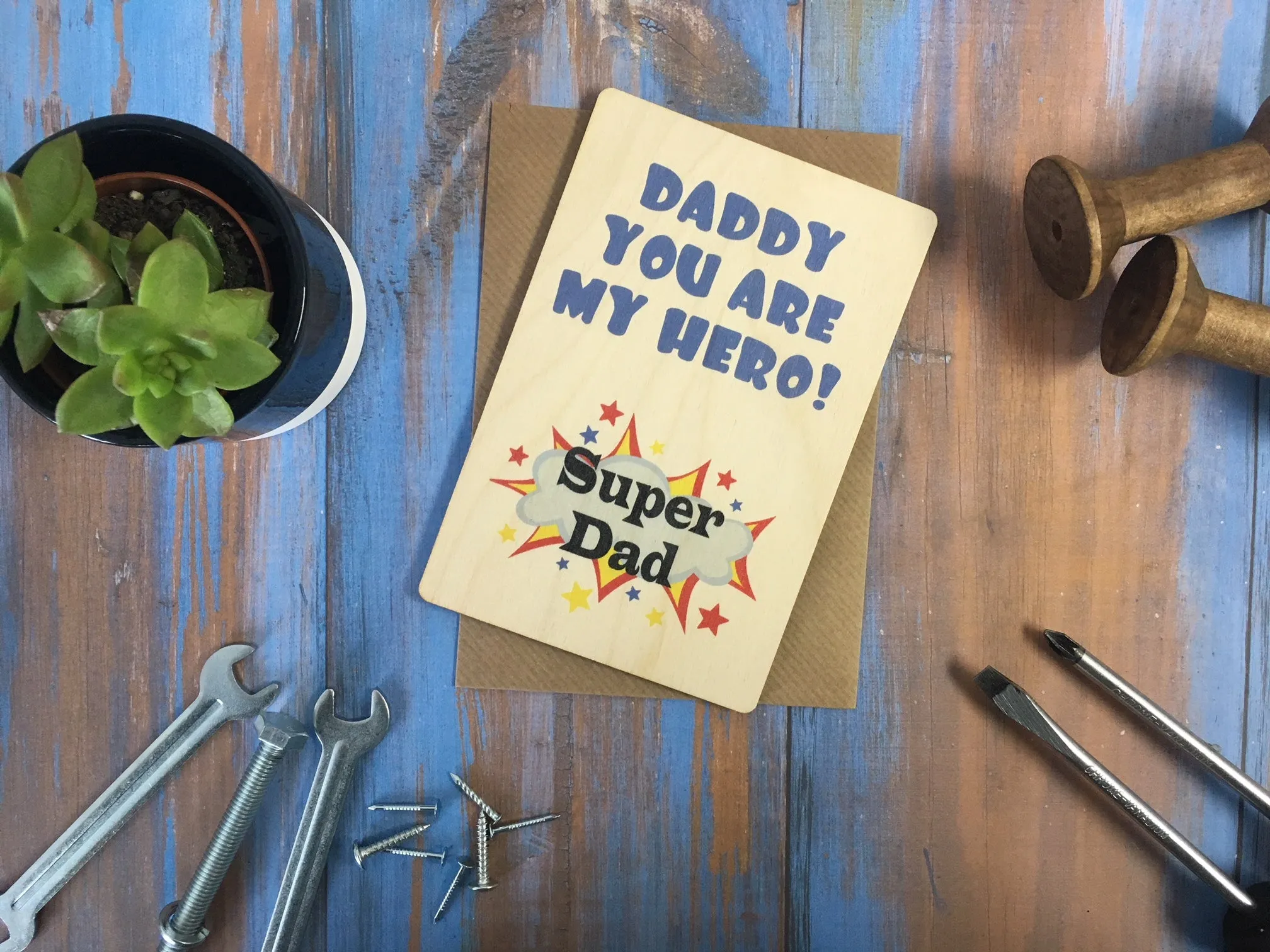 Printed Wooden Wish Bracelet - Daddy You Are My Hero