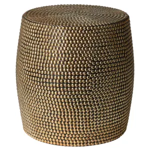 Rambala Side Table with Brass Stud Detail