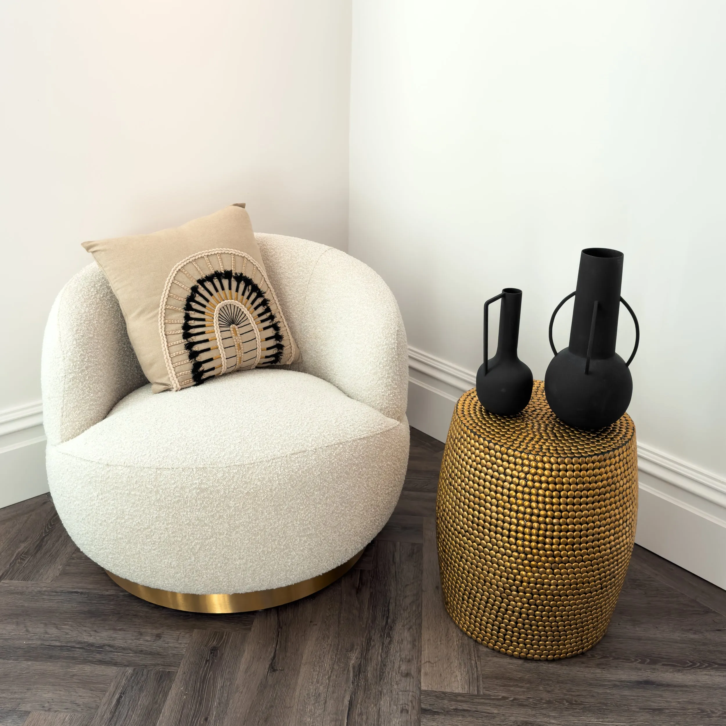 Rambala Side Table with Brass Stud Detail