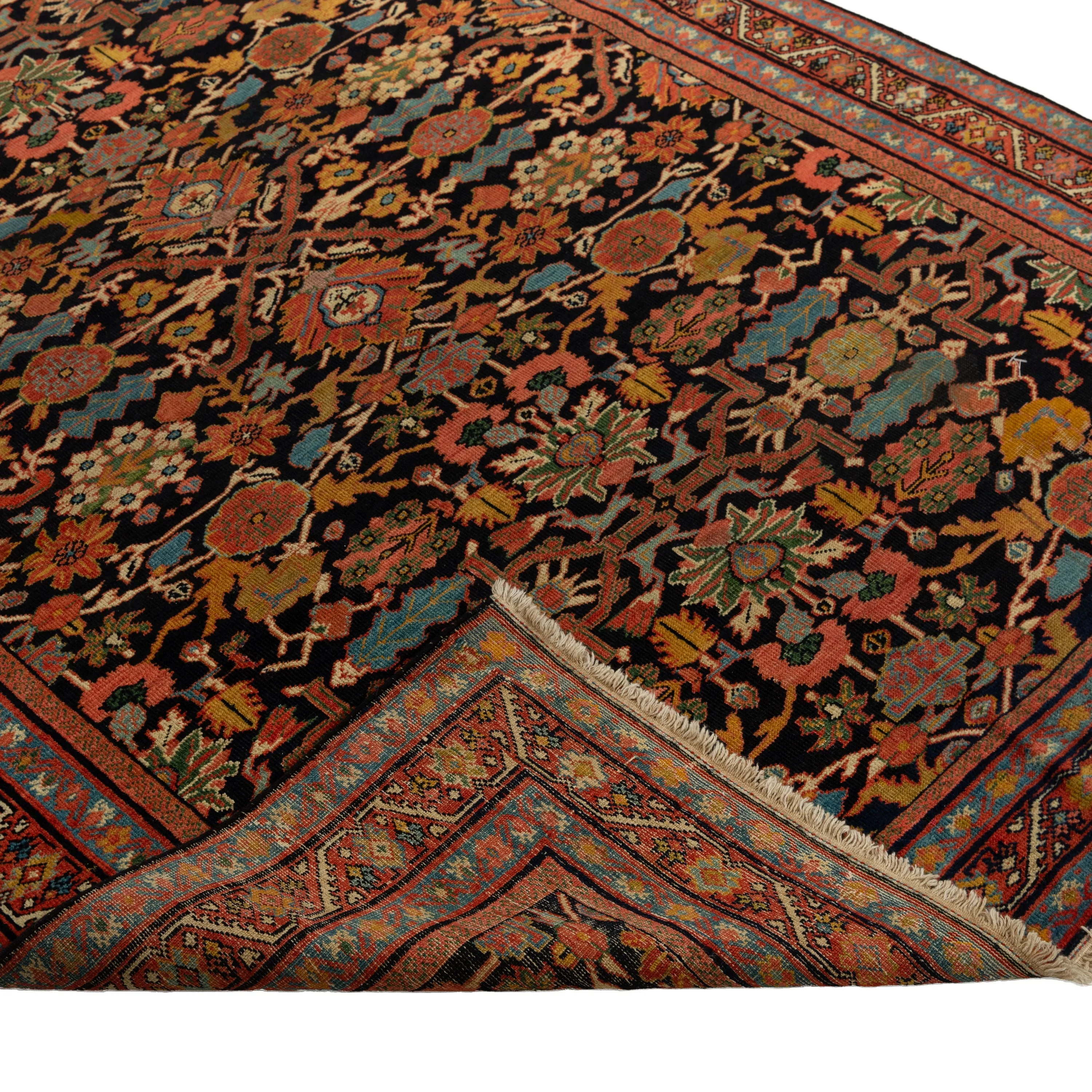 Red Antique Persian Sarouk Rug - 4'1" x 6'5"