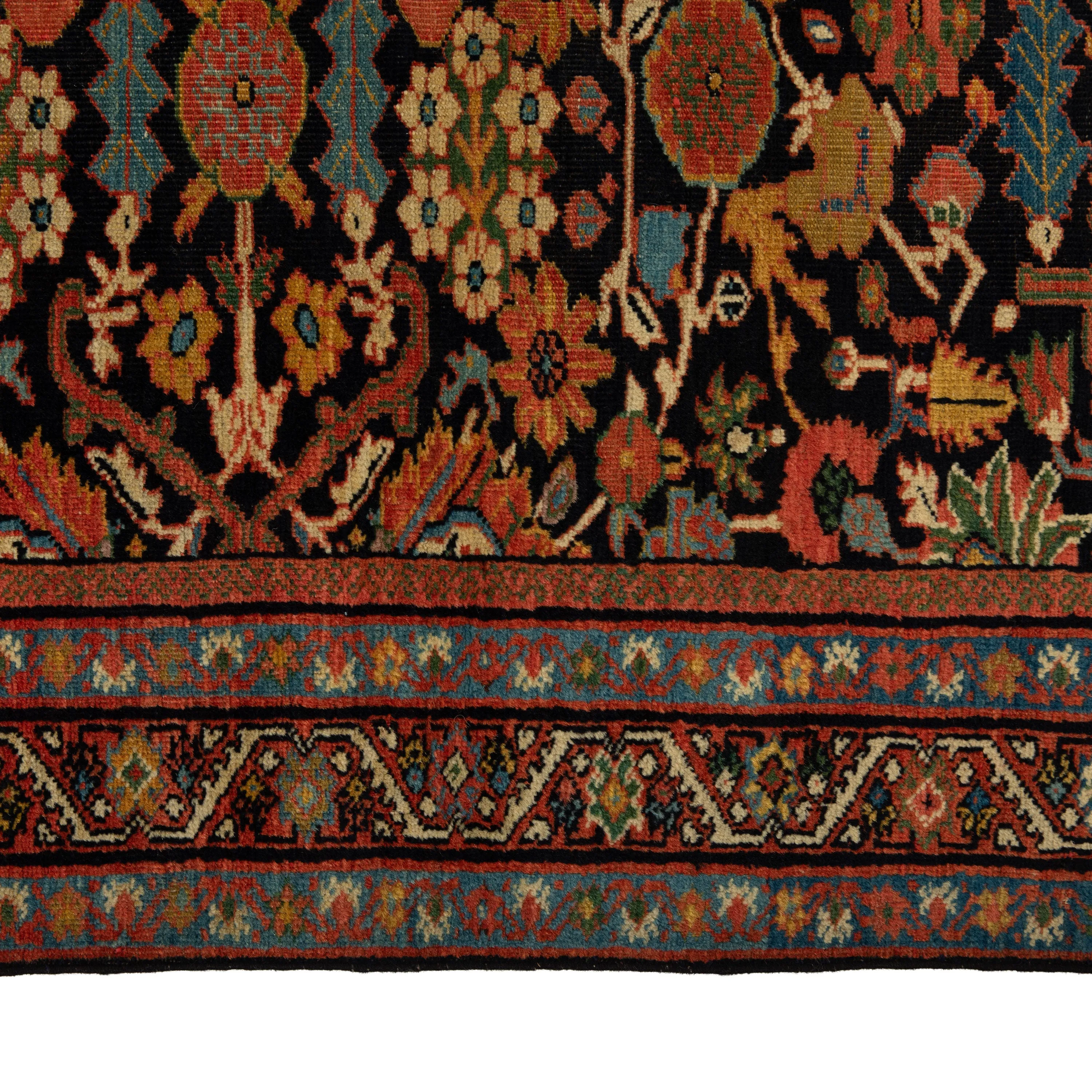 Red Antique Persian Sarouk Rug - 4'1" x 6'5"