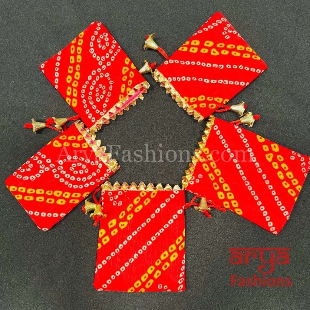 Red Bandhni Potli Bag/ Jaipuri Designer Potli