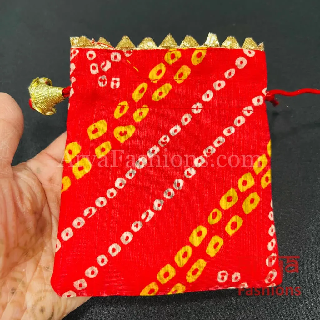 Red Bandhni Potli Bag/ Jaipuri Designer Potli