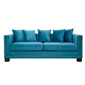 Regis 3-Seater Sofa in Cyan Velvet