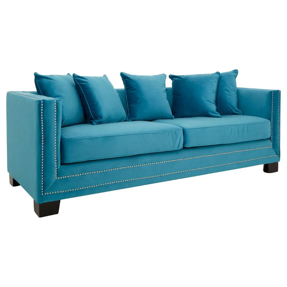 Regis 3-Seater Sofa in Cyan Velvet