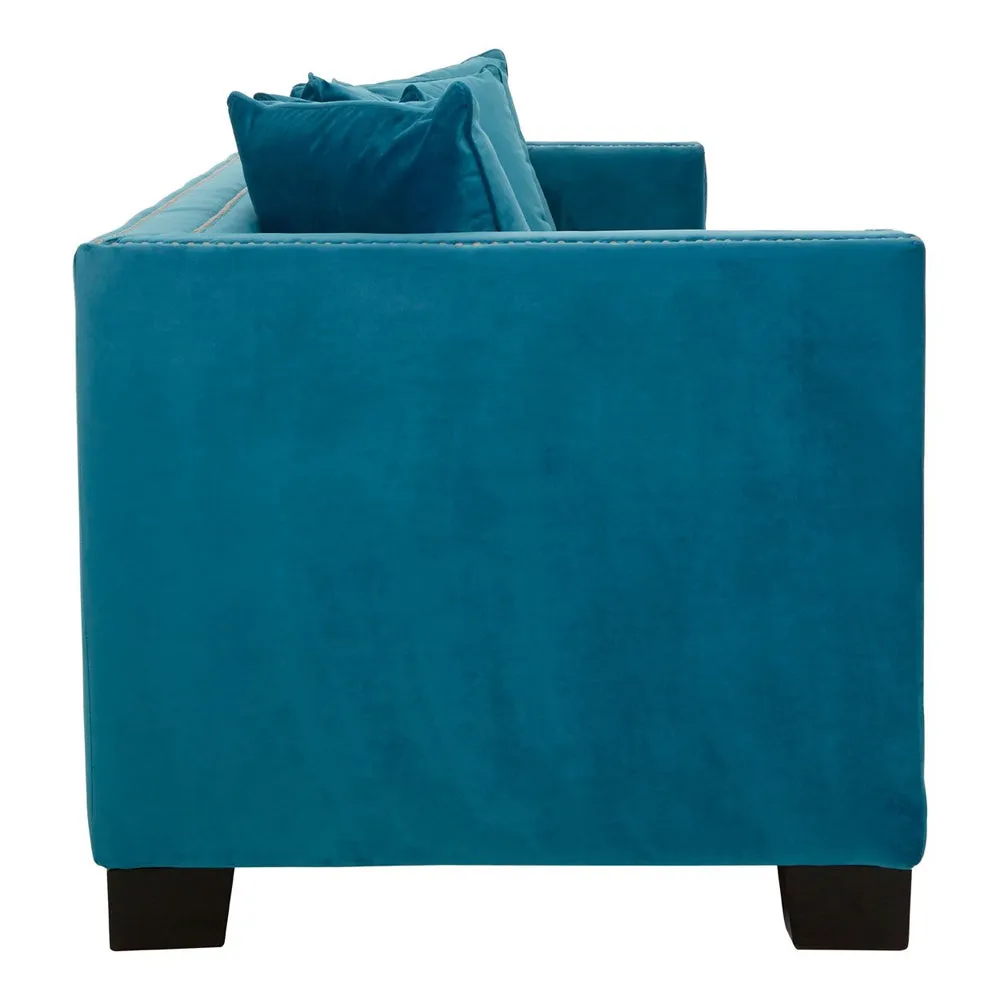 Regis 3-Seater Sofa in Cyan Velvet